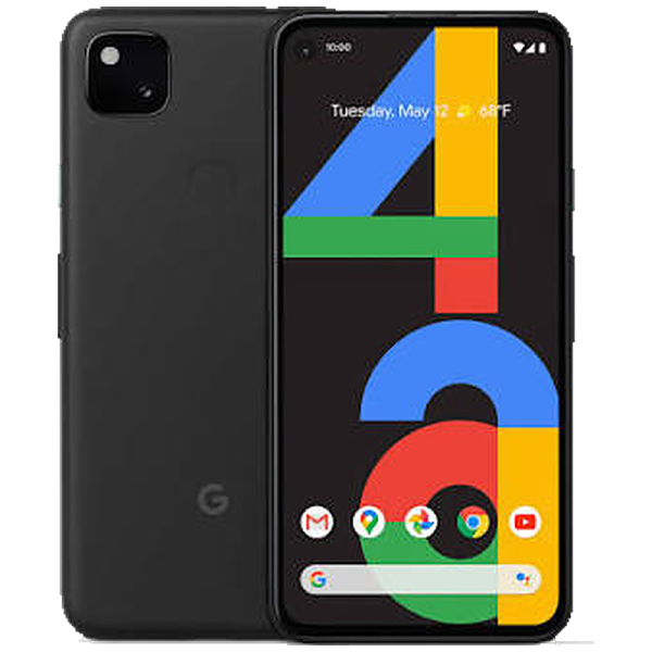 Google Pixel 4a 128 Go noir reconditionné, vu de dos et de face