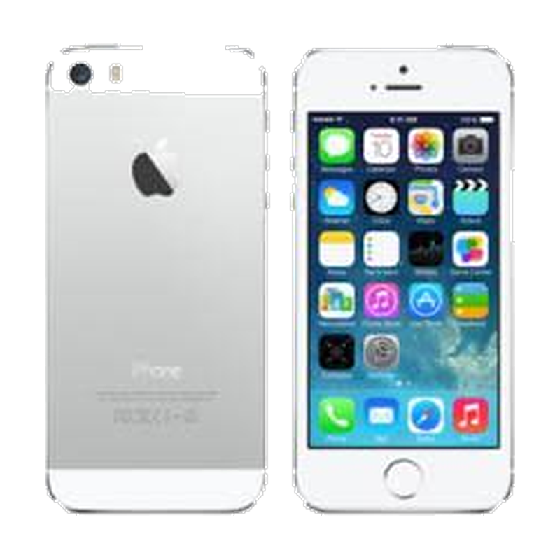iPhone 5s 16 Go argent reconditionné, vu de dos et de face