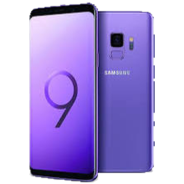 Samsung Galaxy S9 64 Go violet lilas reconditionné, vu de dos et de face