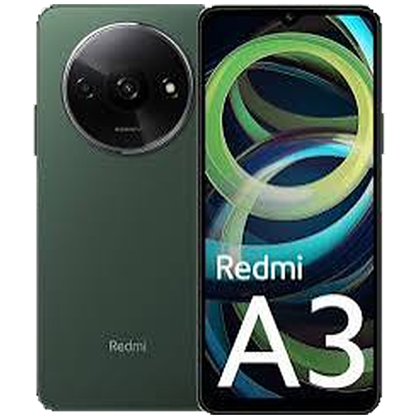 Xiaomi Redmi A3 64 Go vert reconditionné, vu de dos et de face